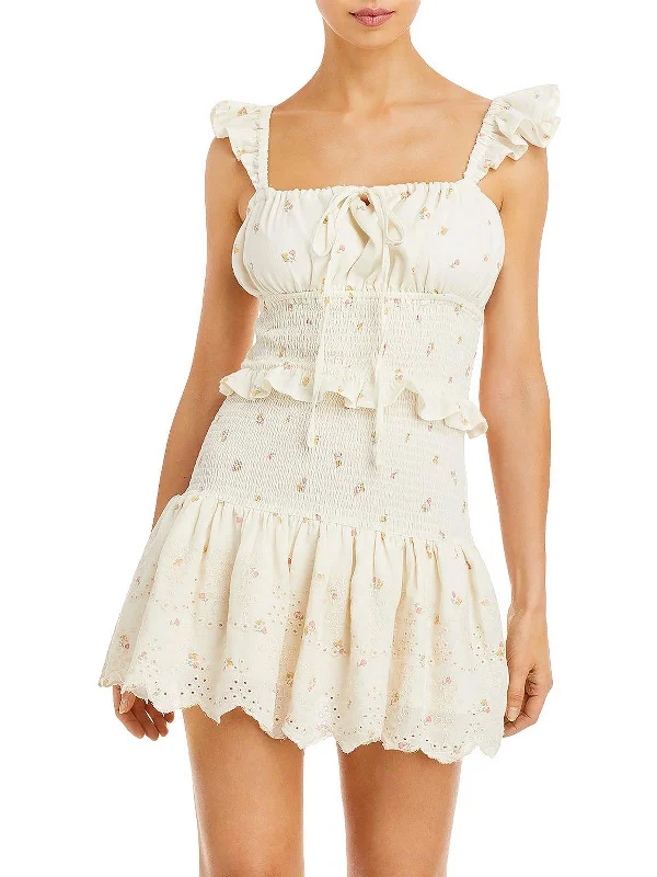 Reduced Prices Womens Eyelet Short Mini Dress