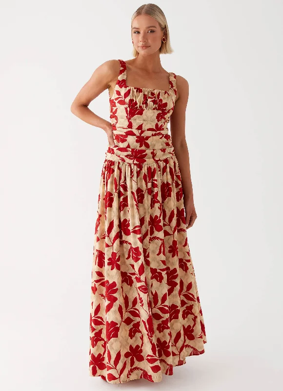 Best Bargains Zinna Linen Maxi Dress - Red