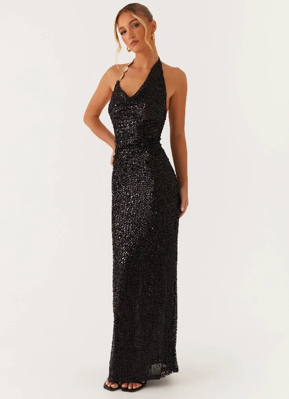 Today's Special After Tonight Sequin Cowl Neck Maxi Dress - Black
