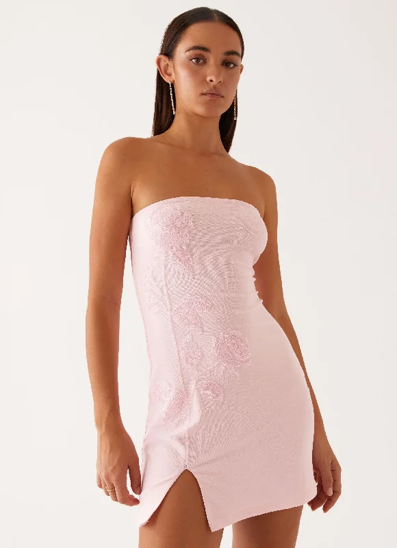 Super Bargain Enora Beaded Mini Dress - Baby Pink