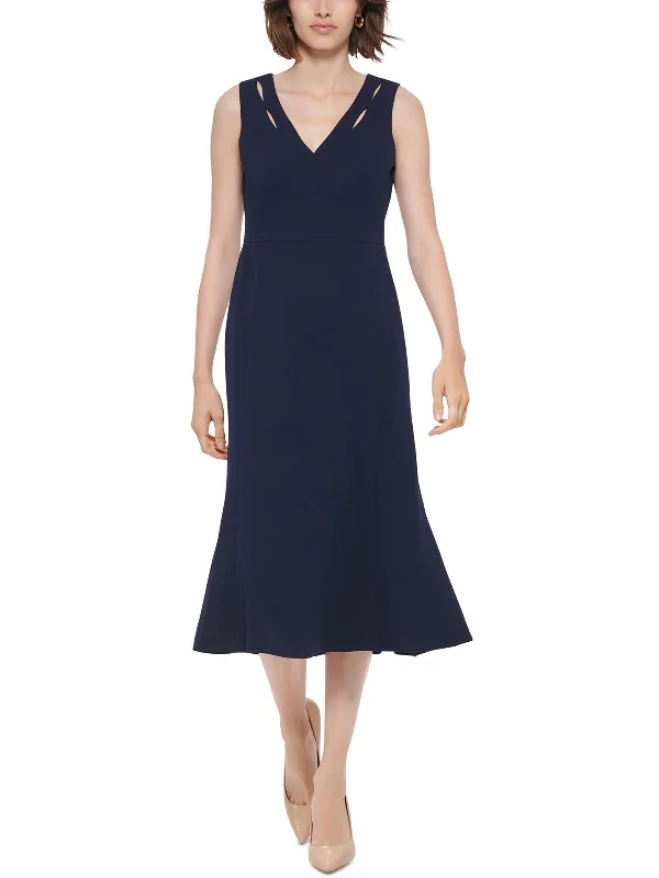 TIME-Limited Offer Womens V-Neck A-Line Midi Dress