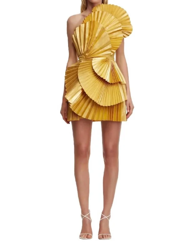 Exclusive Deal Abbotsford Mini Dress In Honey Gold Metallic