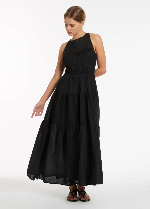 Take Advantage Animale Tie Maxi Dress - Black