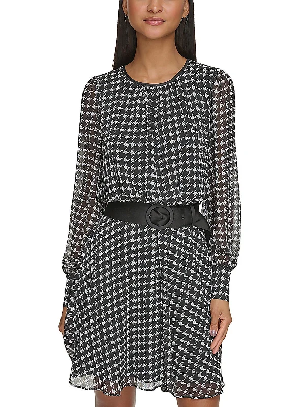 Online Specials Plus Womens Houndstooth Casual Wear Sheath Dress