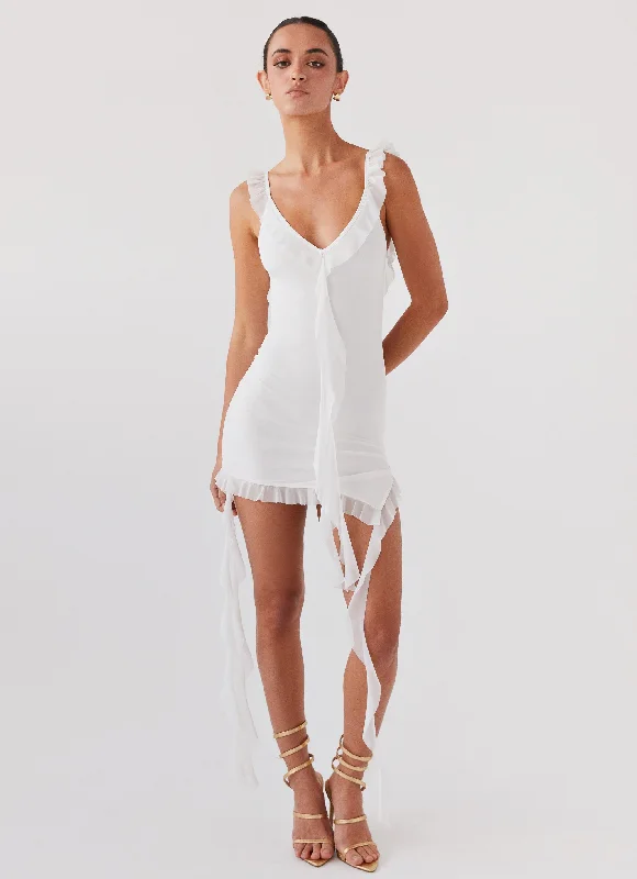 Price Smash Heaven Knows Frill Mini Dress - White