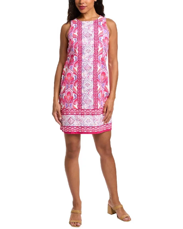 Price Break Cotton Shift Dress In Pink/red