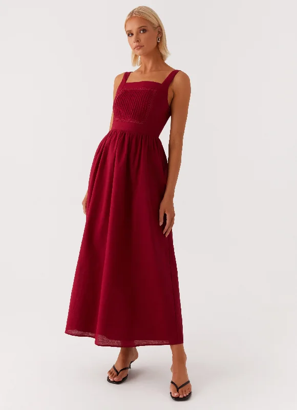 Steals and Deals Brylin Linen Midi Dress - Red