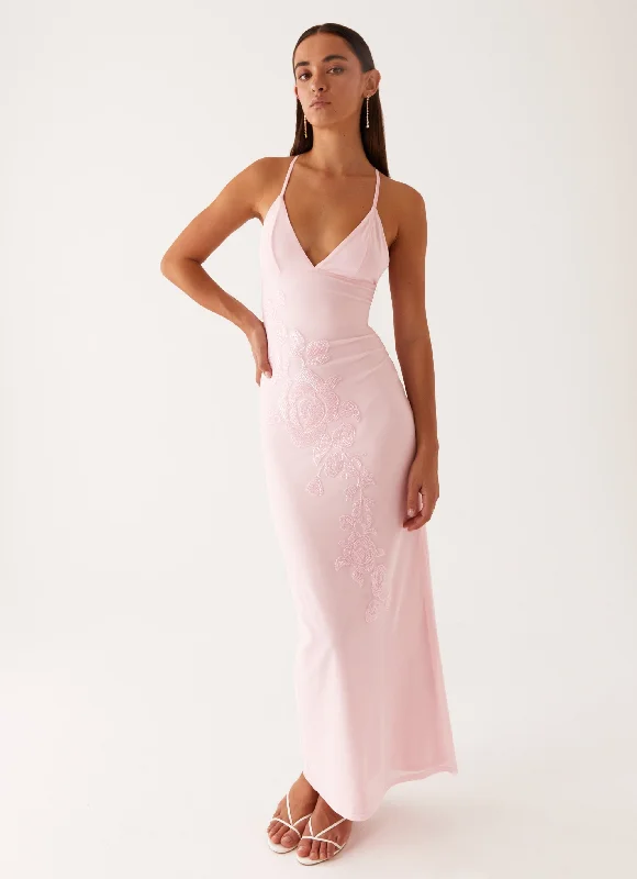 Unmissable Offer Beki Beaded Mesh Maxi Dress - Pink