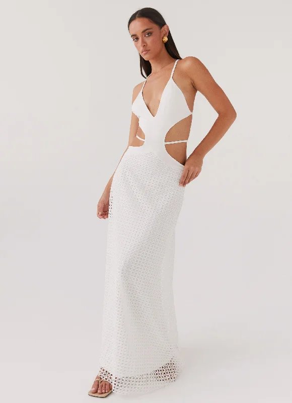 Deep Discounts Enchanted Melodies Maxi Dress - White