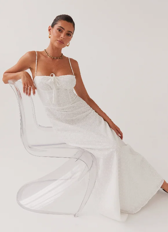 Midnight Sale Elsie Broderie Maxi Dress - White