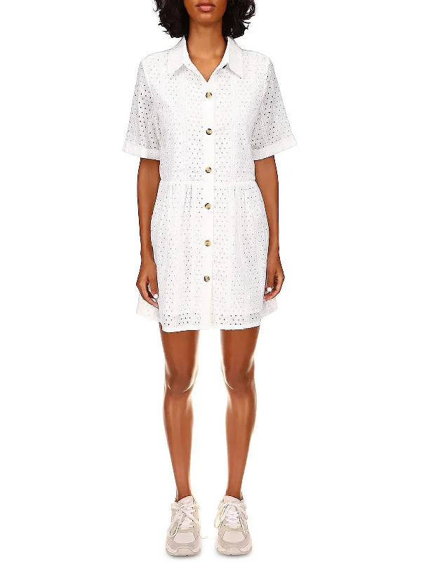 Members Only Heirloom Womens Collared Midi Shirtdress