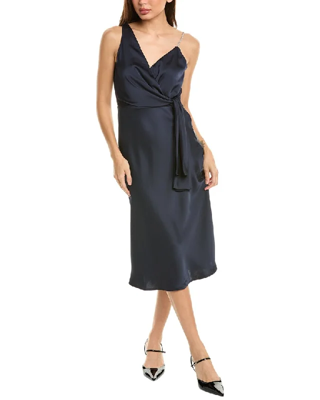 Deal Zone Sam Edelman Fluid Satin Rhinestone Shoulder Midi Dress