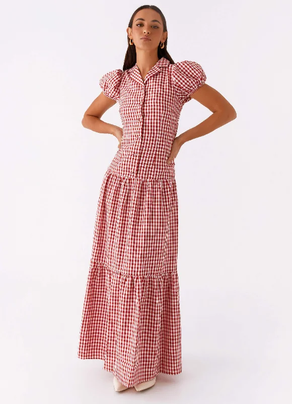 Great Deals Verity Maxi Dress - Red Gingham