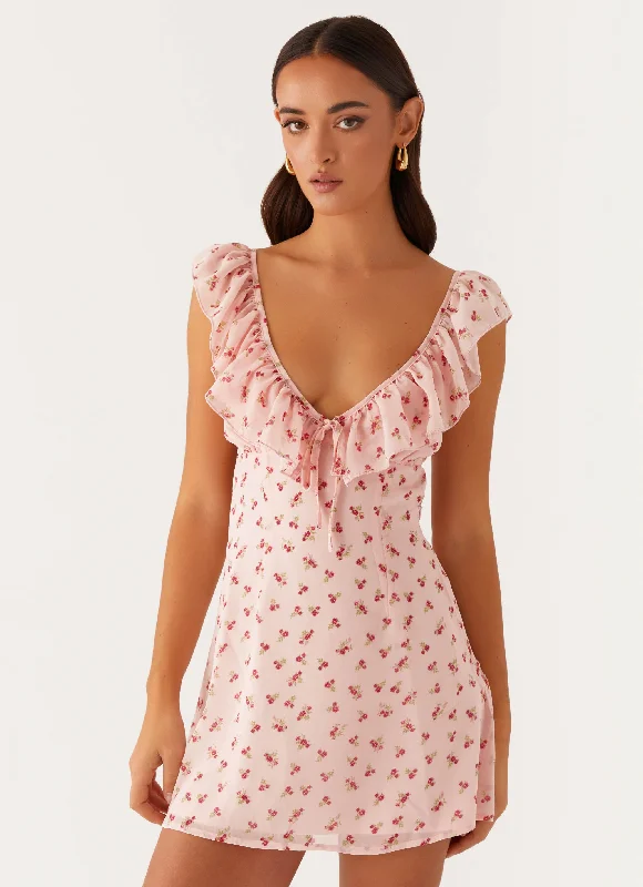 New Deals Adrina Ruffle Mini Dress - Pink Flower