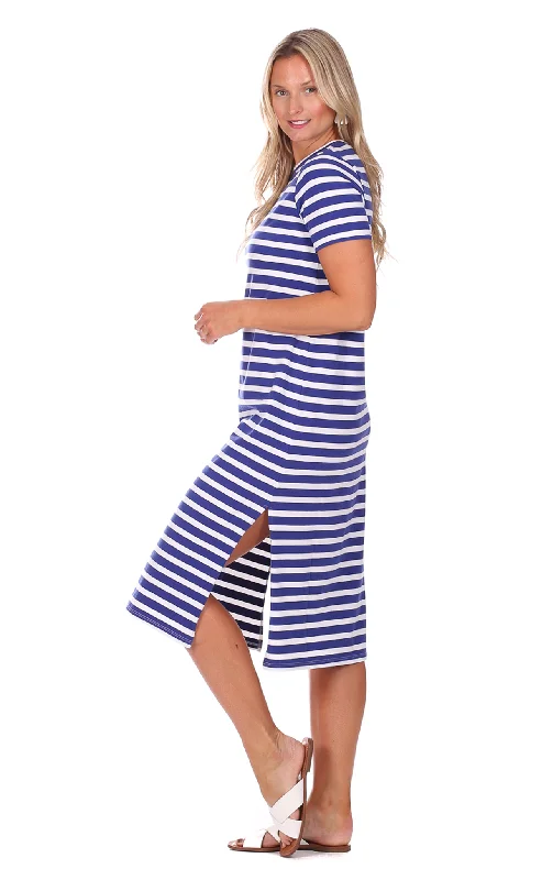 Special Discount Kristen Dress in Bright Blue Stripe