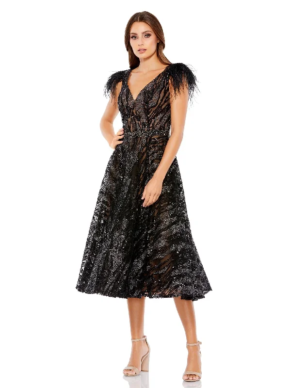 Sale Event Embellished Feather Cap Sleeve Dress