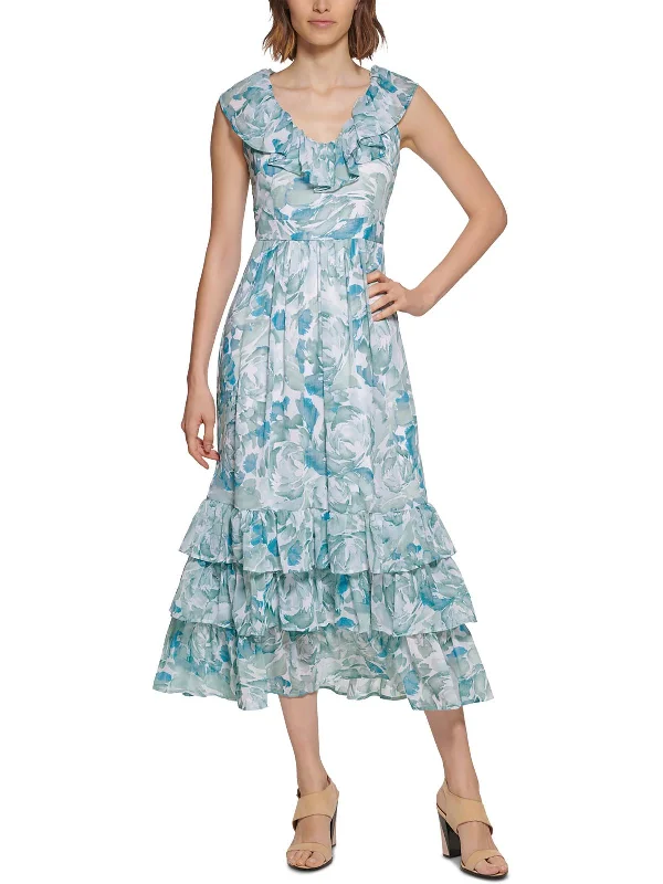 Exclusive Offers Womens Chiffon Floral Maxi Dress