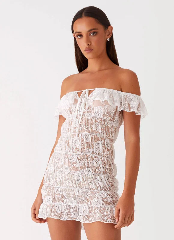 Savings Spectacular Kathy Ruched Mini Dress - White