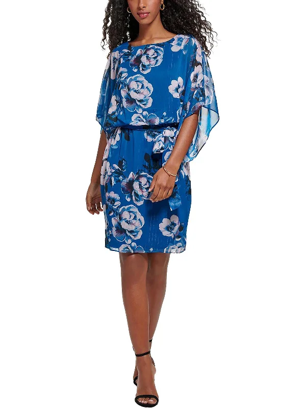 Blowout Sale Womens Metallic Flowy Cocktail and Party Dress