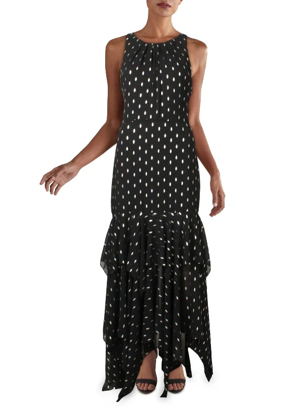 Exclusive Savings Womens Chiffon Metallic Shift Dress