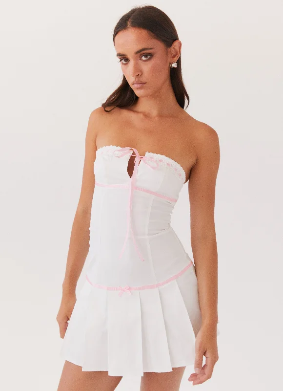 Price Slash Candy Coated Bustier Mini Dress - Pink Ribbon