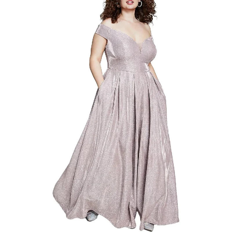 Clearance Event Plus Womens Off-The-Shoulder Juniors Evening Dress