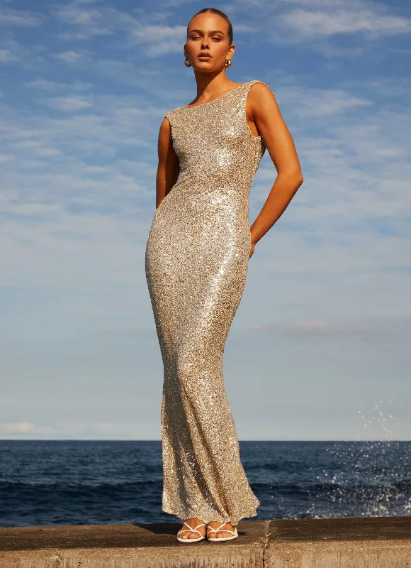 Instant Discount Starry Night Sequin Maxi Dress - Ivory