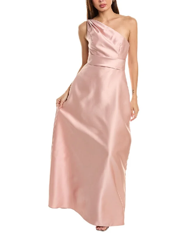 Major Savings Alfred Sung Draped One-Shoulder Gown