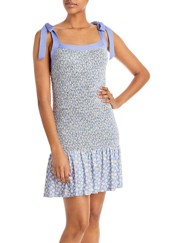 Flash Sale Doria Peony Womens Square Neck Smocked Mini Dress
