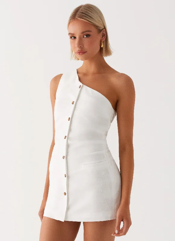 Price Meltdown Jordy Linen Mini Dress - White