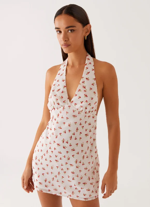 Value Deals Highlands Halterneck Mini Dress - Red Ditsy Floral