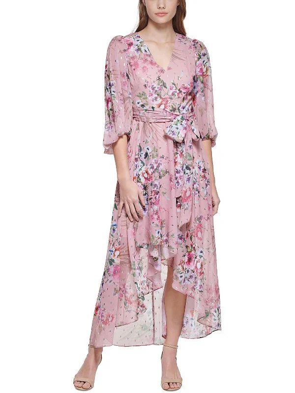Incredible Offers Womens Metallic Floral Maxi Dress
