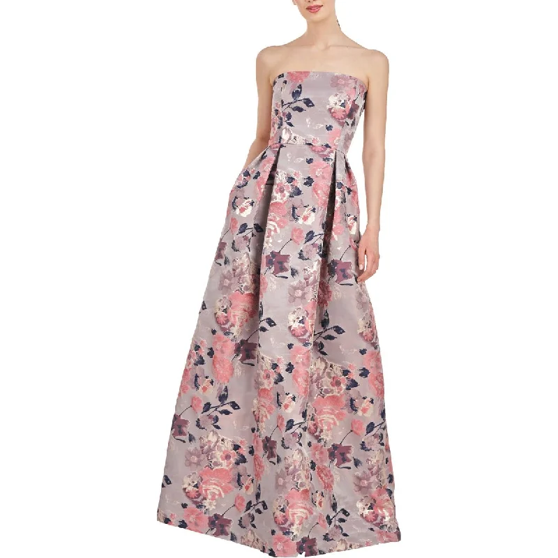 New Deals Womens Metallic Strapless Evening Dress