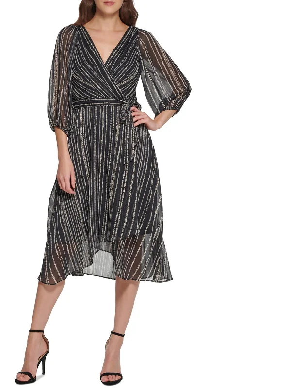 Markdowns Womens Chiffon Printed Fit & Flare Dress