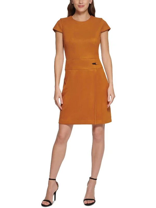Today’s Deal Petites Womens Faux Suede Mini Sheath Dress