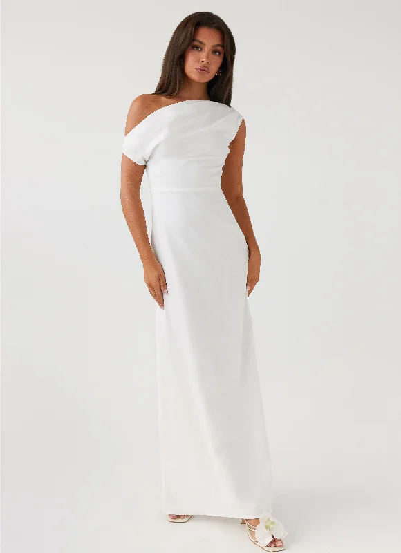 Discount Deals Lady Love Linen Maxi Dress - White