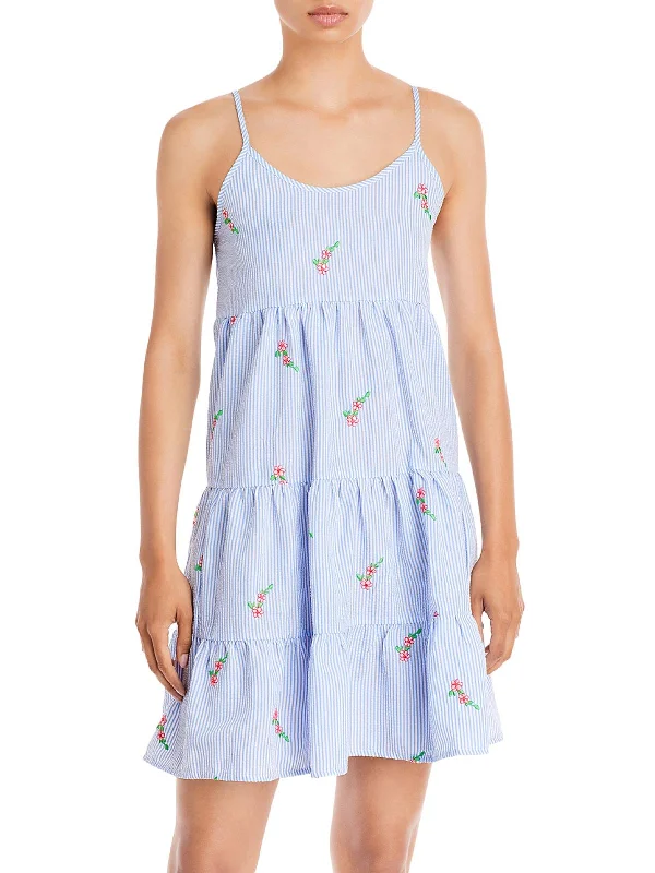 Super Deal Womens Floral Tiered Mini Dress