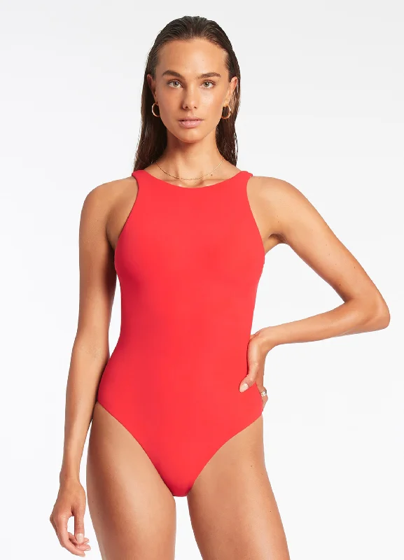 Exclusive Savings High Neck One Piece - Cherry