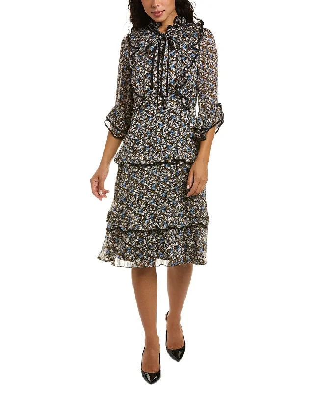 Price Drop Mikael Aghal Ruffle Midi Dress