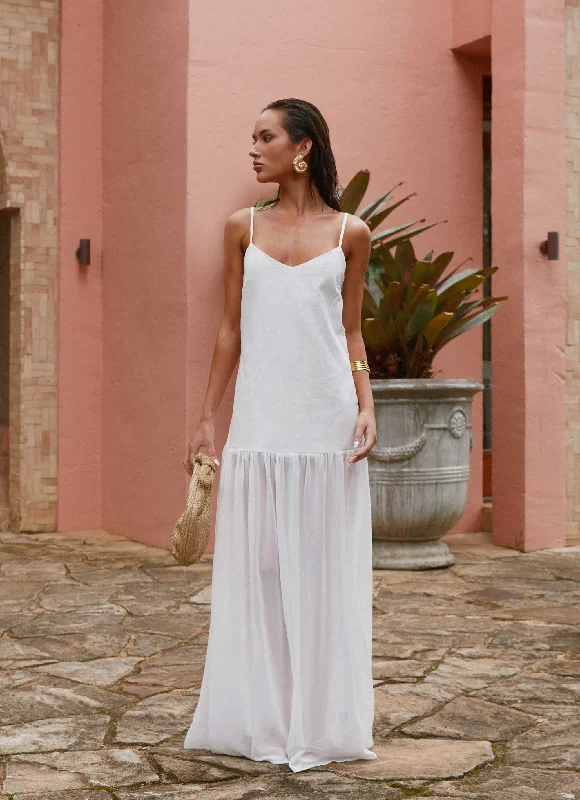 Weekend Flash Sale Heavenly Linen Maxi Dress - White