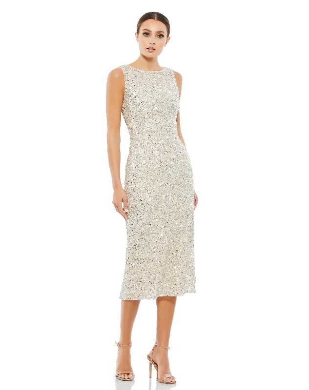 Deal Dash Sleeveless Sequined Midi Sheath Dress