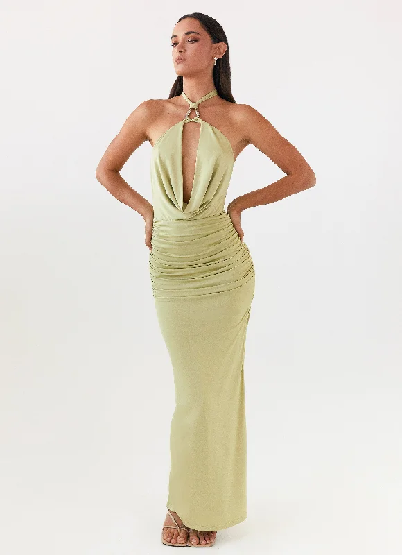 Shop and Save Samara Halterneck Maxi Dress - Sage