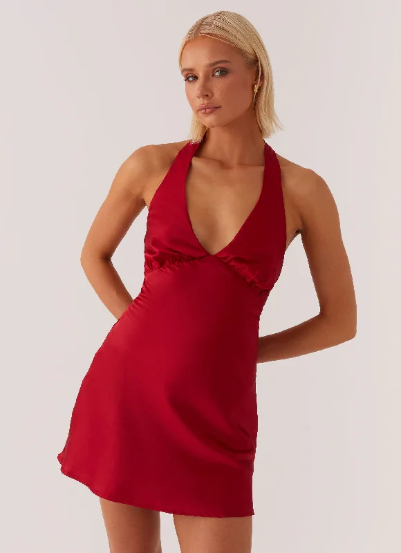 Price Slash Heavy Hearted Mini Dress - Red