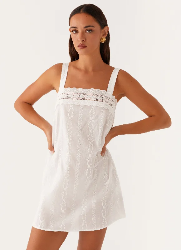 Season Finale Sale Calla Broderie Mini Dress - White