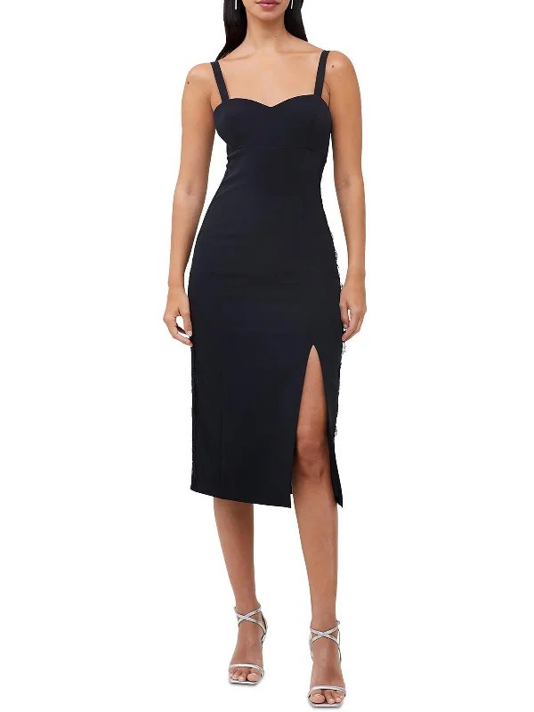 Factory Direct Sale Womens Crepe Lace Inset Midi Dress