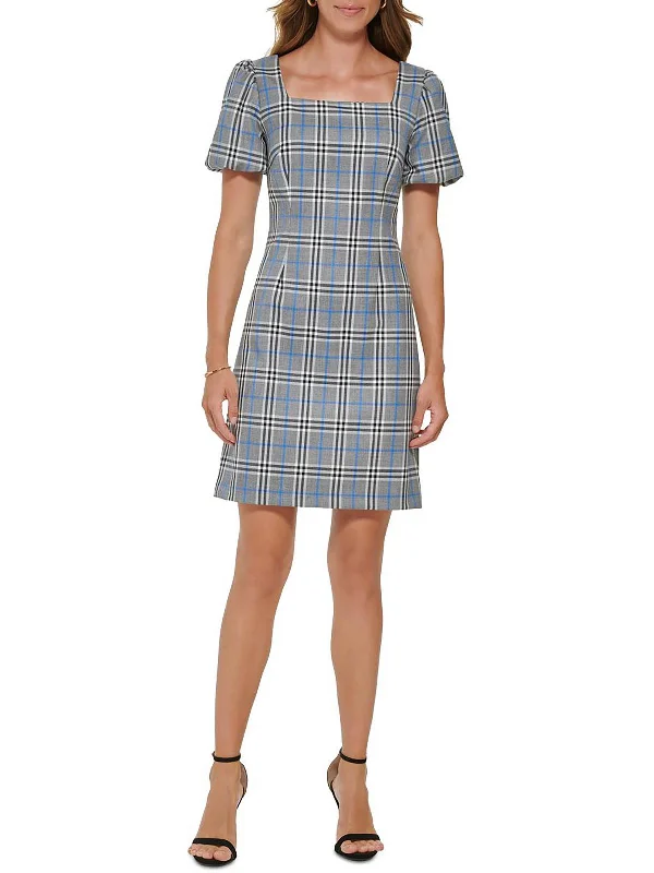 Major Savings Womens Plaid Mini Sheath Dress
