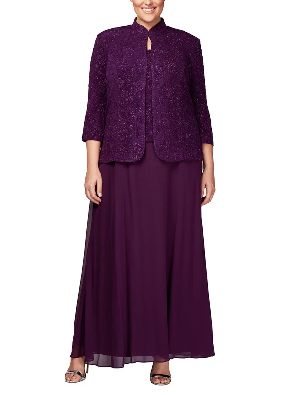 Instant Discount Plus Womens 2PC Jacket Evening Dress