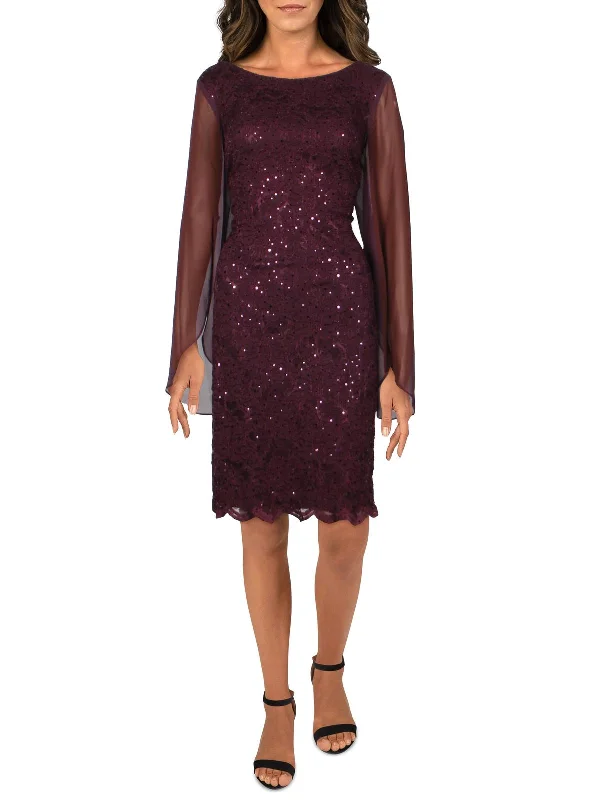 Crazy Deals Womens Sequined Lace Sheath Dress