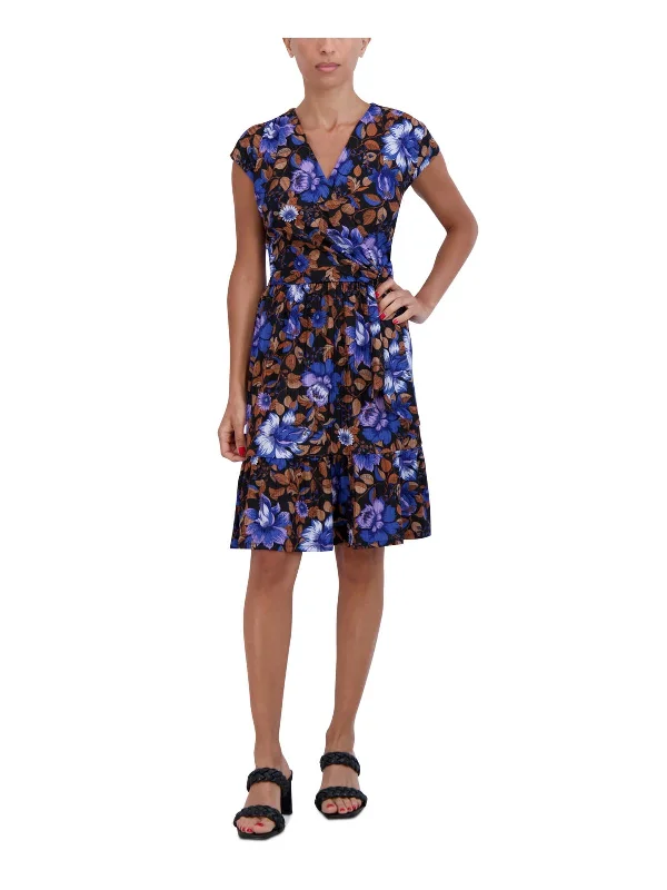 Special Discount Petites Womens Floral A-Line Mini Dress