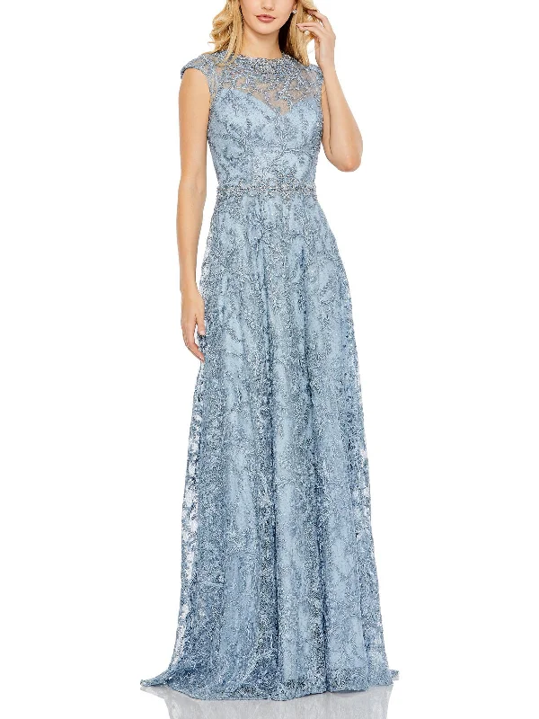 New Deals Womens Lace Embellished Evening Dress